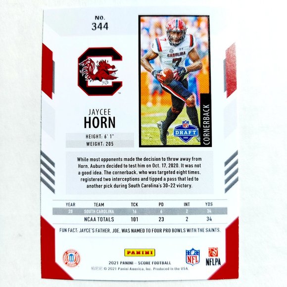 South Carolina Gamecocks (Jaycee Horn) - CFTBL [10_11_JH1] - Rookie Card (RC) - Picture 3 of 3